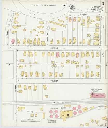 Sanborn Fire Insurance Map from Hornell, Steuben County, New York (1904), Sheet #0003 - Complete Map Set gallery image, historic Sanborn map, vintage wall art, New York New York