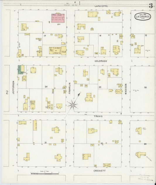 Sanborn Fire Insurance Map from La Grange, Fayette County, Texas (1896), Sheet #0003 - Historic Sanborn Fire Insurance Map Print, vintage old map wall art, antique decor, genealogy gift, Texas Texas map