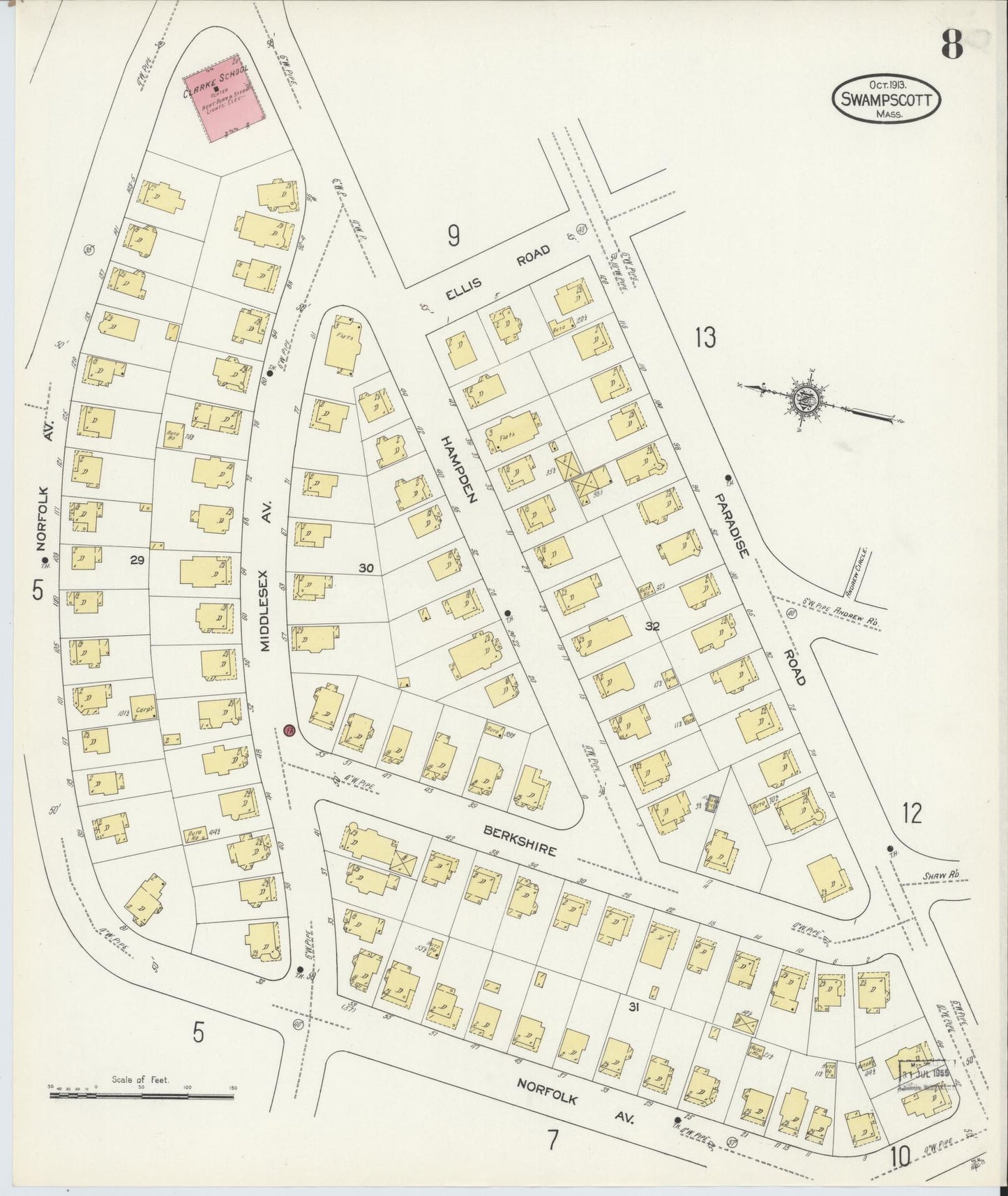 Sanborn Fire Insurance Map from Swampscott, Essex County, Massachusetts (1913), Sheet #0008 - Complete Map Set gallery image, historic Sanborn map, vintage wall art, Massachusetts Massachusetts