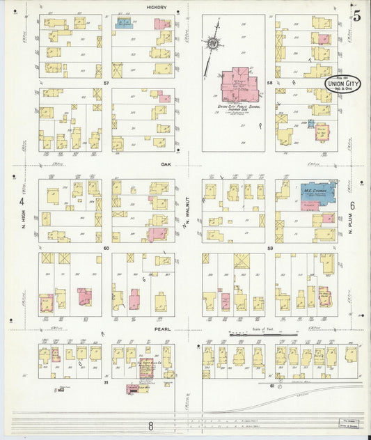 Sanborn Fire Insurance Map from Union City, Randolph County, Indiana (1911), Sheet #0005 - Historic Sanborn Fire Insurance Map Print, vintage old map wall art, antique decor, genealogy gift, Indiana Indiana map