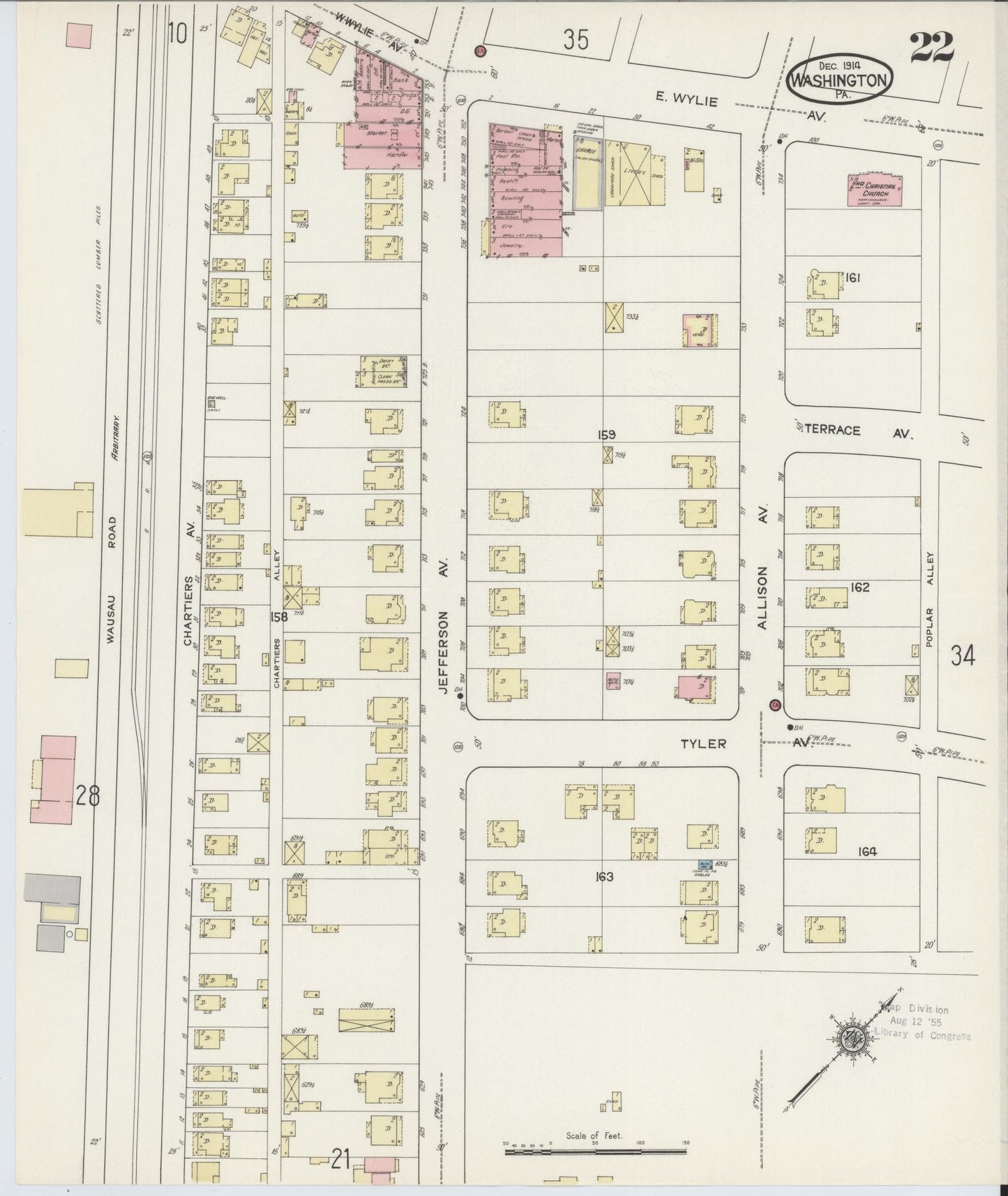 Sanborn Fire Insurance Map from Washington, Washington County, Pennsylvania (1914), Sheet #0022 - Complete Map Set gallery image, historic Sanborn map, vintage wall art, Sanborn Fire Insurance Map from Washington Washington