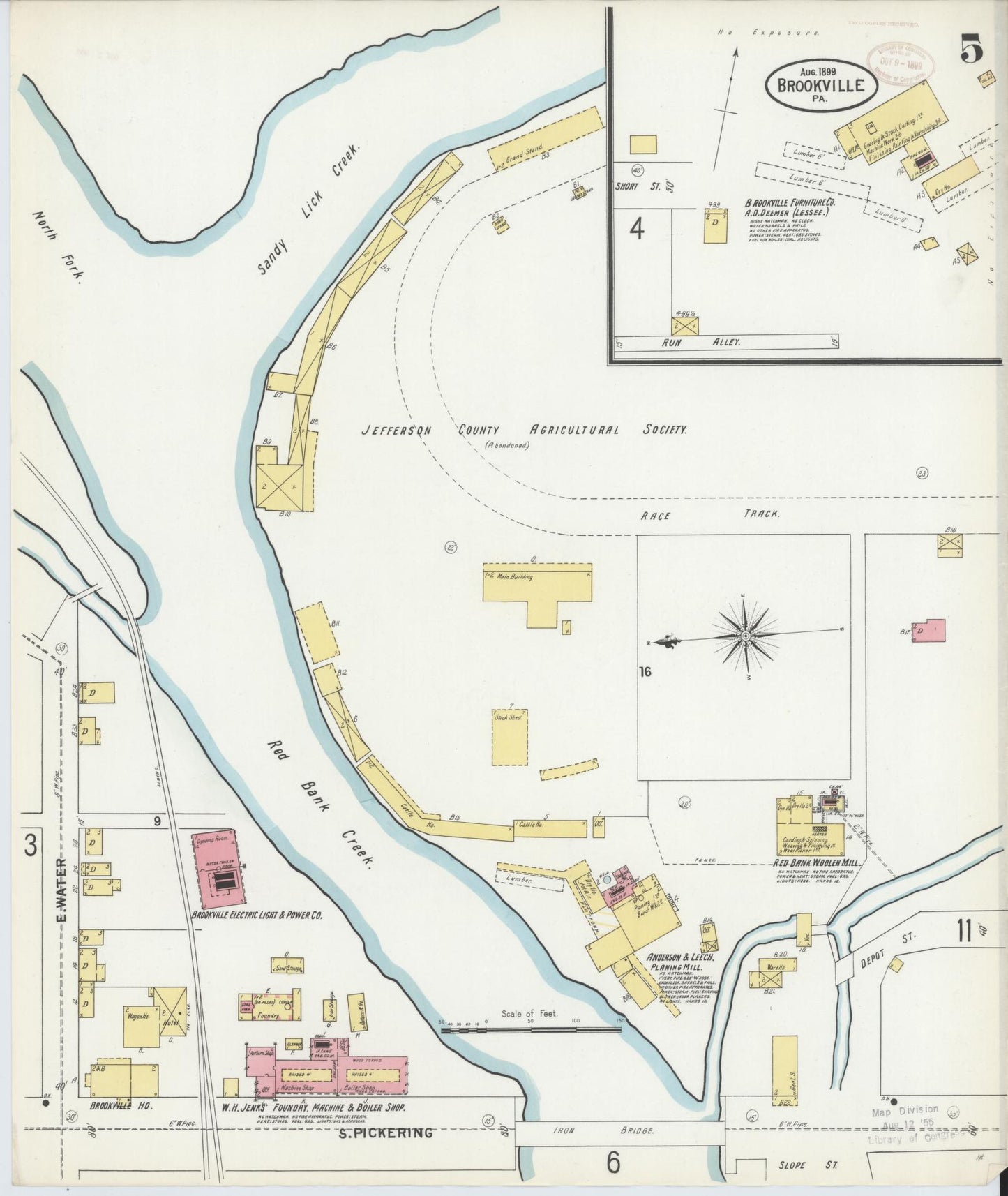 Sanborn Fire Insurance Map from Brookville, Jefferson County, Pennsylvania (1899), Sheet #0005 - Historic Sanborn Fire Insurance Map Print, vintage old map wall art, antique decor, genealogy gift, Pennsylvania Pennsylvania map