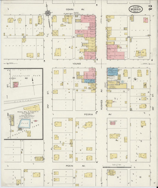 Sanborn Fire Insurance Map from Morris, Okmulgee County, Oklahoma (1915), Sheet #0002 - Historic Sanborn Fire Insurance Map Print, vintage old map wall art, antique decor, genealogy gift, Oklahoma Oklahoma map