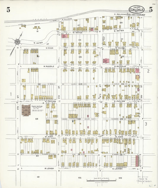 Sanborn Fire Insurance Map from Coaldale, Schuylkill County, Pennsylvania (1923), Sheet #0005 - Historic Sanborn Fire Insurance Map Print, vintage old map wall art, antique decor, genealogy gift, Pennsylvania Pennsylvania map