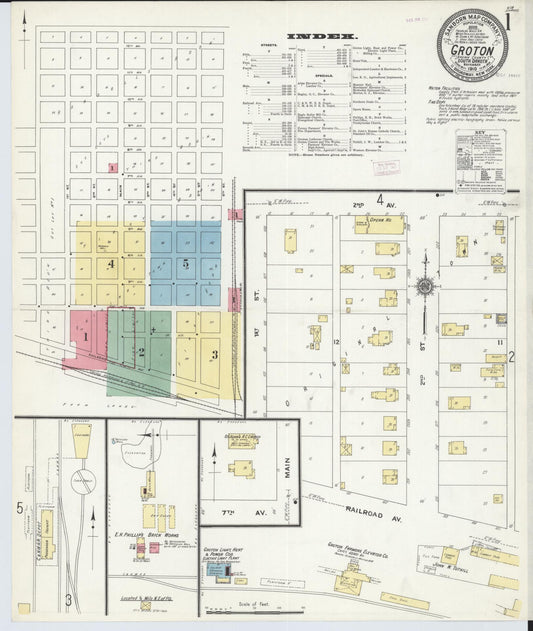 Sanborn Fire Insurance Map from Groton, Brown County, South Dakota (1910), Sheet #0001 - Complete Map Set gallery image, historic Sanborn map, vintage wall art, South Dakota South Dakota