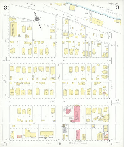 Sanborn Fire Insurance Map from Freeport, Brazoria County, Texas (1943), Sheet #0003 - Complete Map Set gallery image, historic Sanborn map, vintage wall art, Texas Texas