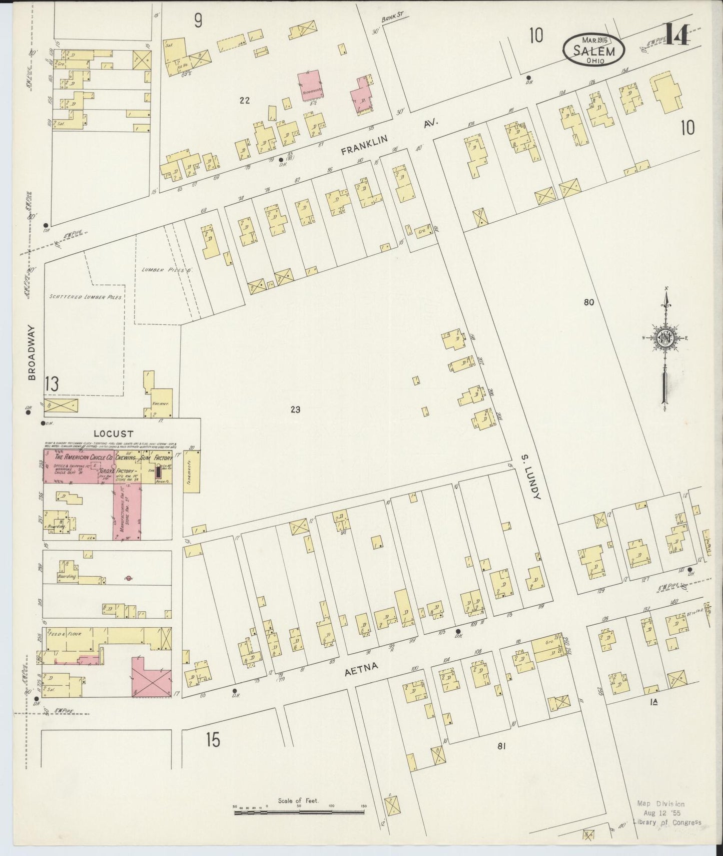 Sanborn Fire Insurance Map from Salem, Columbiana County, Ohio (1915), Sheet #0014 - Complete Map Set gallery image, historic Sanborn map, vintage wall art, Ohio Ohio