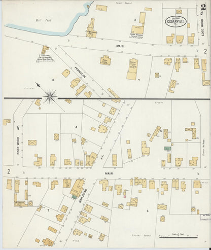 Sanborn Fire Insurance Map from Cedarville, Cumberland County, New Jersey (1900), Sheet #0002 - Complete Map Set gallery image, historic Sanborn map, vintage wall art, New Jersey New Jersey