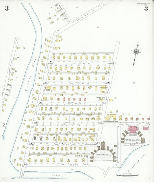 Sanborn Fire Insurance Map from Sugarland, Fort Bend County, Texas (1940), Sheet #0003 - Historic Sanborn Fire Insurance Map Print, vintage old map wall art, antique decor, genealogy gift, Texas Texas map