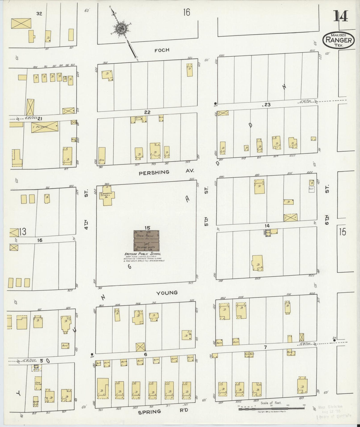 Sanborn Fire Insurance Map from Ranger, Eastland County, Texas (1920), Sheet #0014 - Complete Map Set gallery image, historic Sanborn map, vintage wall art, Texas Texas