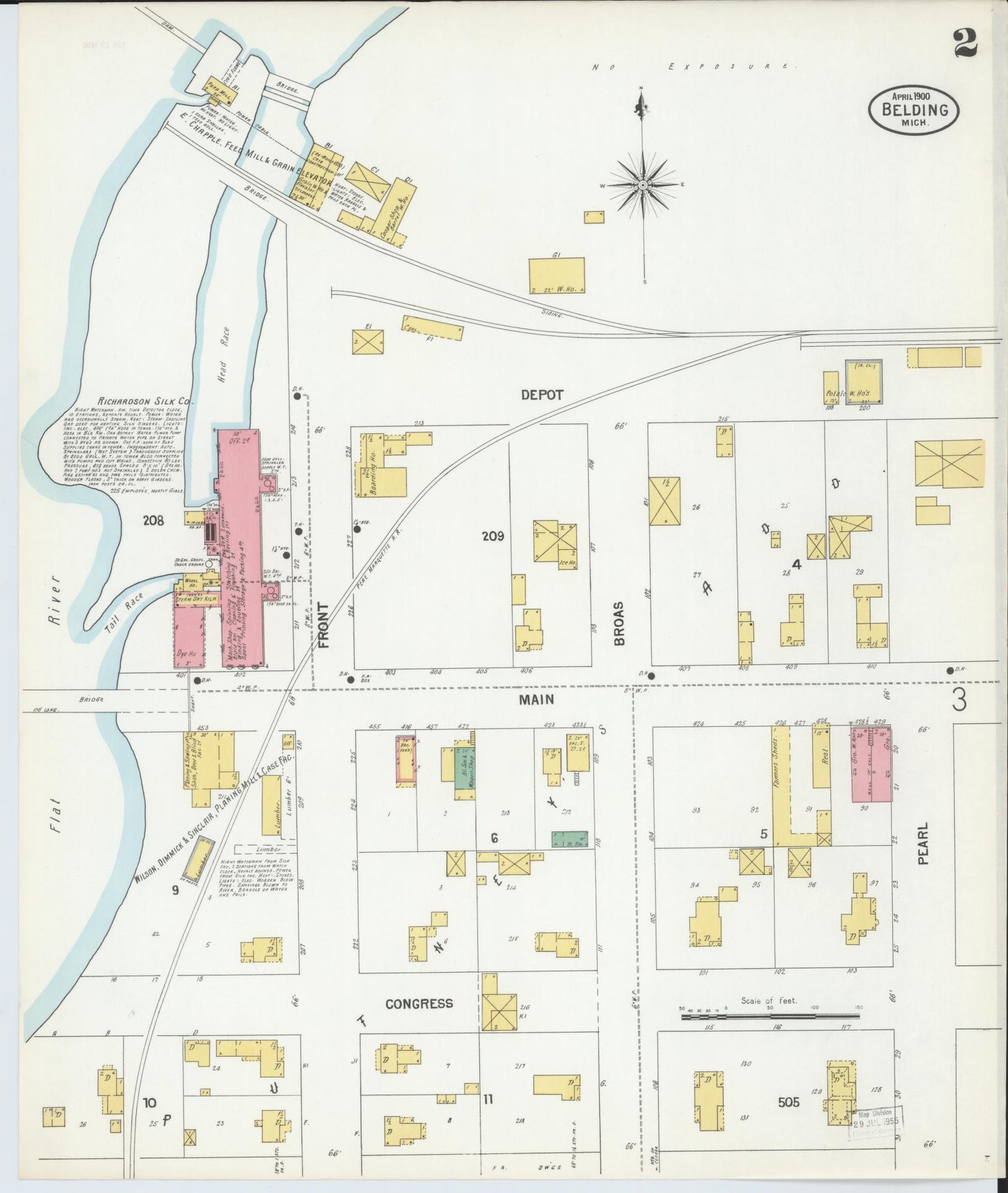 Sanborn Fire Insurance Map from Belding, Ionia County, Michigan (1900), Sheet #0002 - Complete Map Set gallery image, historic Sanborn map, vintage wall art, Michigan Michigan
