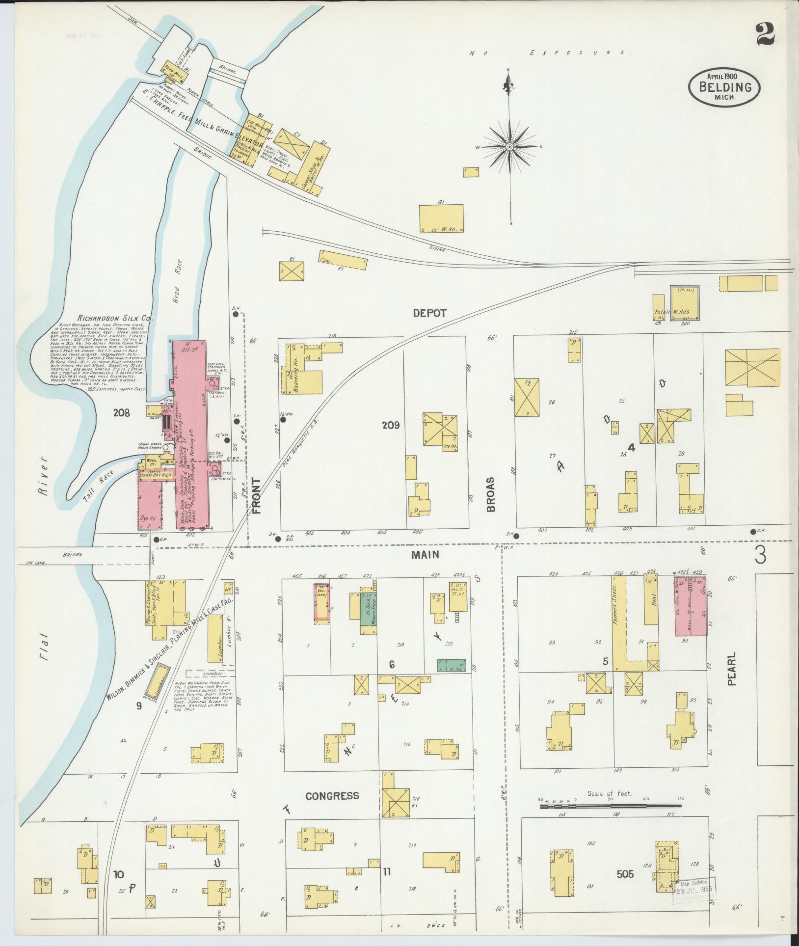 Sanborn Fire Insurance Map from Belding, Ionia County, Michigan (1900), Sheet #0002 - Complete Map Set gallery image, historic Sanborn map, vintage wall art, Michigan Michigan