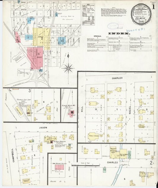 Sanborn Fire Insurance Map from Oelwein, Fayette County, Iowa (1897), Sheet #0001 - Historic Sanborn Fire Insurance Map Print, vintage old map wall art