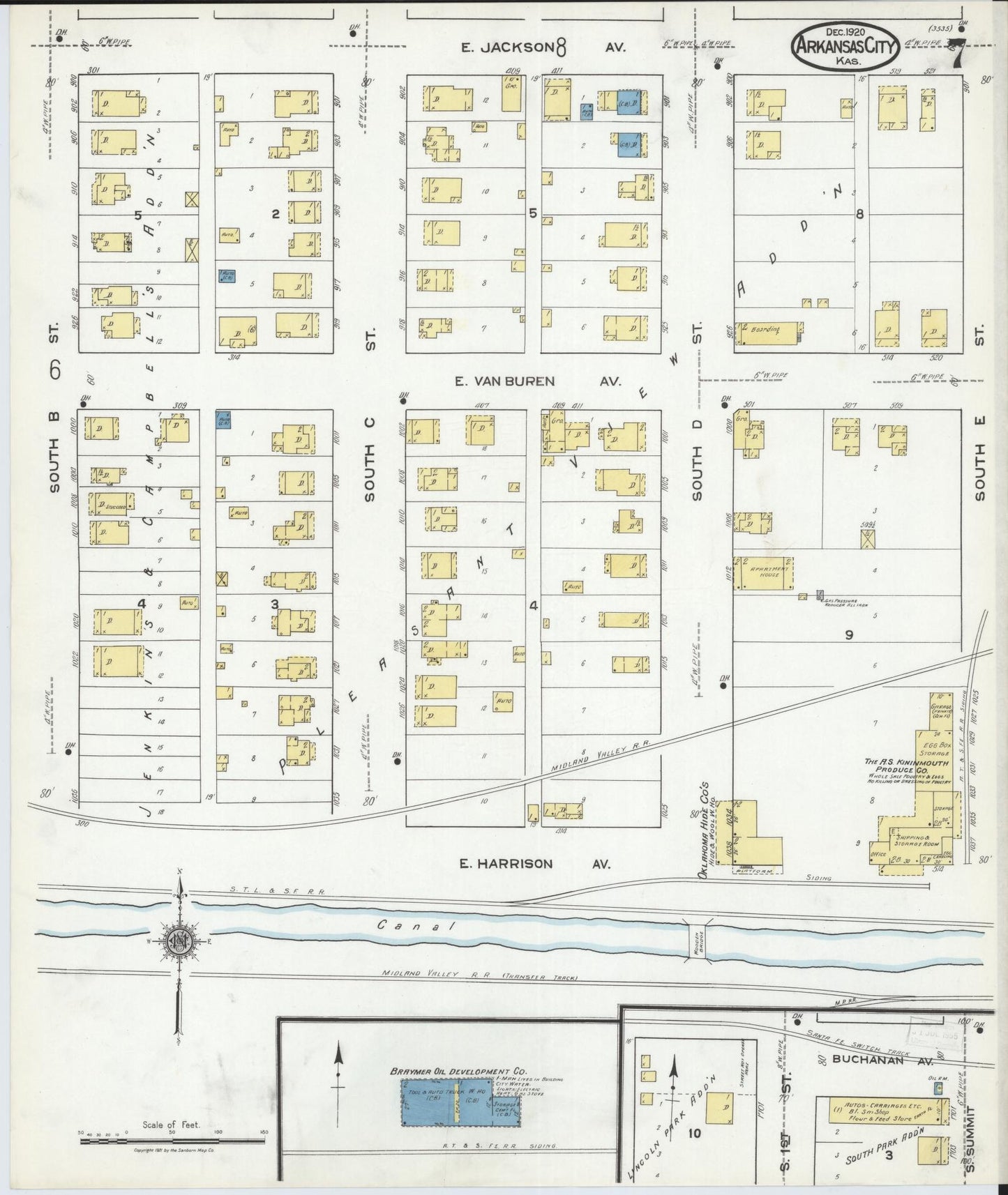 Sanborn Fire Insurance Map from Arkansas City, Cowley County, Kansas (1920), Sheet #0007 - Complete Map Set gallery image, historic Sanborn map, vintage wall art, Kansas Kansas