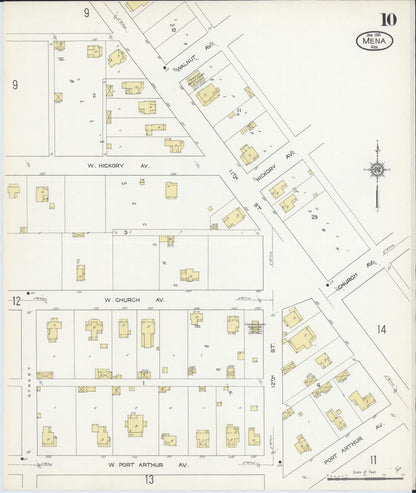 Sanborn Fire Insurance Map from Mena, Polk County, Arkansas (1914), Sheet #0010 - Complete Map Set gallery image, historic Sanborn map, vintage wall art, Arkansas Arkansas