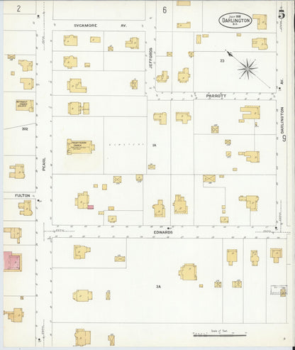 Sanborn Fire Insurance Map from Darlington, Darlington County, South Carolina (1908), Sheet #0005 - Complete Map Set gallery image, historic Sanborn map, vintage wall art, South Carolina South Carolina