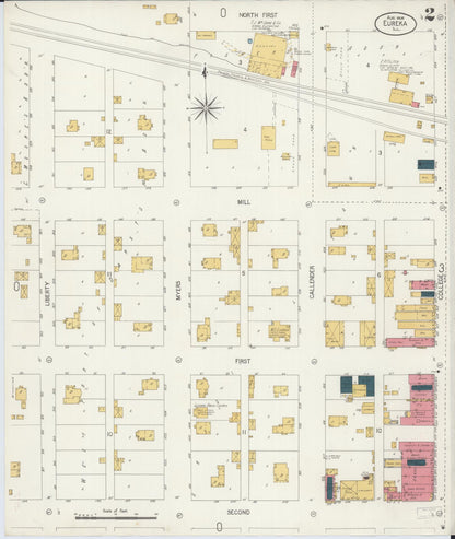 Sanborn Fire Insurance Map from Eureka, Woodford County, Illinois (1906), Sheet #0002 - Historic Sanborn Fire Insurance Map Print, vintage old map wall art, antique decor, genealogy gift, Illinois Illinois map