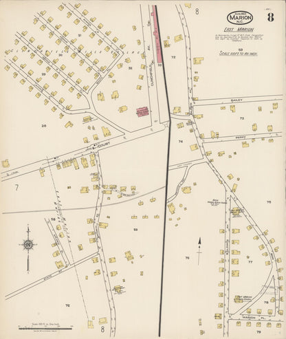 Sanborn Fire Insurance Map from Marion, Mcdowell County, North Carolina (1922), Sheet #0008 - Complete Map Set gallery image, historic Sanborn map, vintage wall art, North Carolina North Carolina