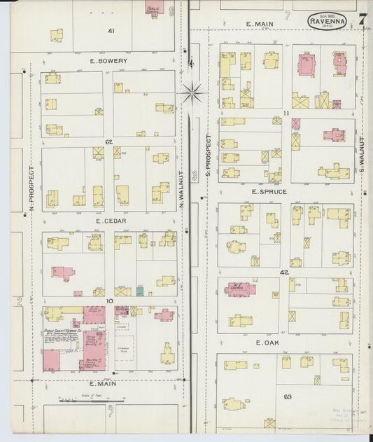 Sanborn Fire Insurance Map from Ravenna, Portage County, Ohio (1893), Sheet #0007 - Historic Sanborn Fire Insurance Map Print, vintage old map wall art, antique decor, genealogy gift, Ohio Ohio map