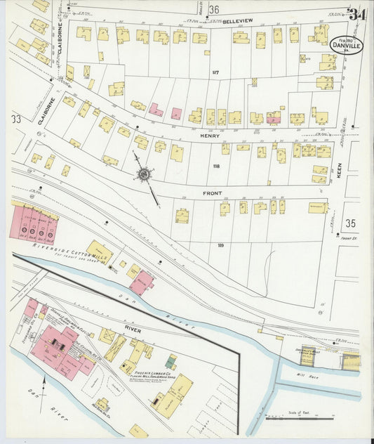 Sanborn Fire Insurance Map from Danville, Independent Cities, Virginia (1910), Sheet #0034 - Historic Sanborn Fire Insurance Map Print, vintage old map wall art, antique decor, genealogy gift, Virginia Virginia map