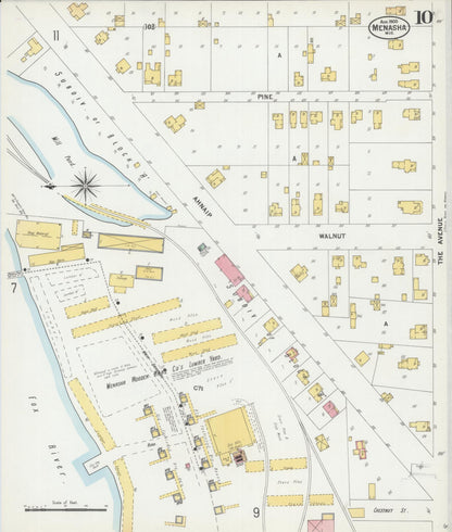 Sanborn Fire Insurance Map from Menasha, Winnebago County, Wisconsin (1900), Sheet #0010 - Complete Map Set gallery image, historic Sanborn map, vintage wall art, Wisconsin Wisconsin