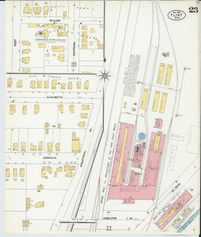 Sanborn Fire Insurance Map from Flint, Genesee County, Michigan (1902), Sheet #0023 - Complete Map Set gallery image, historic Sanborn map, vintage wall art, Michigan Michigan