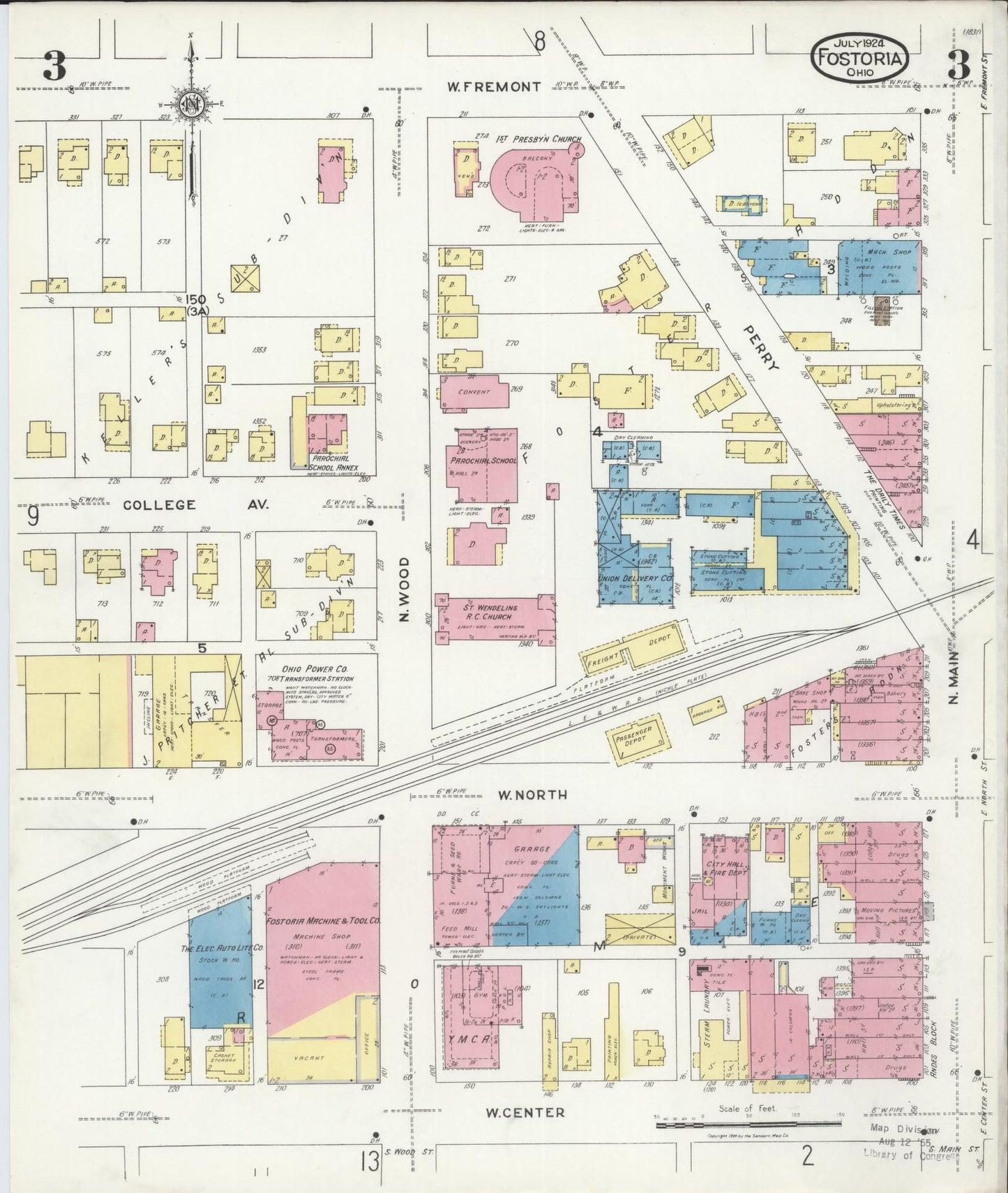 Sanborn Fire Insurance Map from Fostoria, Seneca, Hancock, And Wood Counties, Ohio (1924), Sheet #0003 - Complete Map Set gallery image, historic Sanborn map, vintage wall art, Ohio Ohio