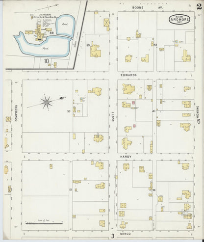 Sanborn Fire Insurance Map from Ardmore, Carter County, Oklahoma (1896), Sheet #0002 - Complete Map Set gallery image, historic Sanborn map, vintage wall art, Oklahoma Oklahoma