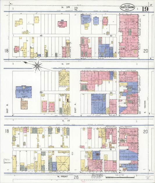 Sanborn Fire Insurance Map from North Yakima, Yakima County, Washington (1909), Sheet #0019 - Historic Sanborn Fire Insurance Map Print, vintage old map wall art, antique decor, genealogy gift, Washington Washington map