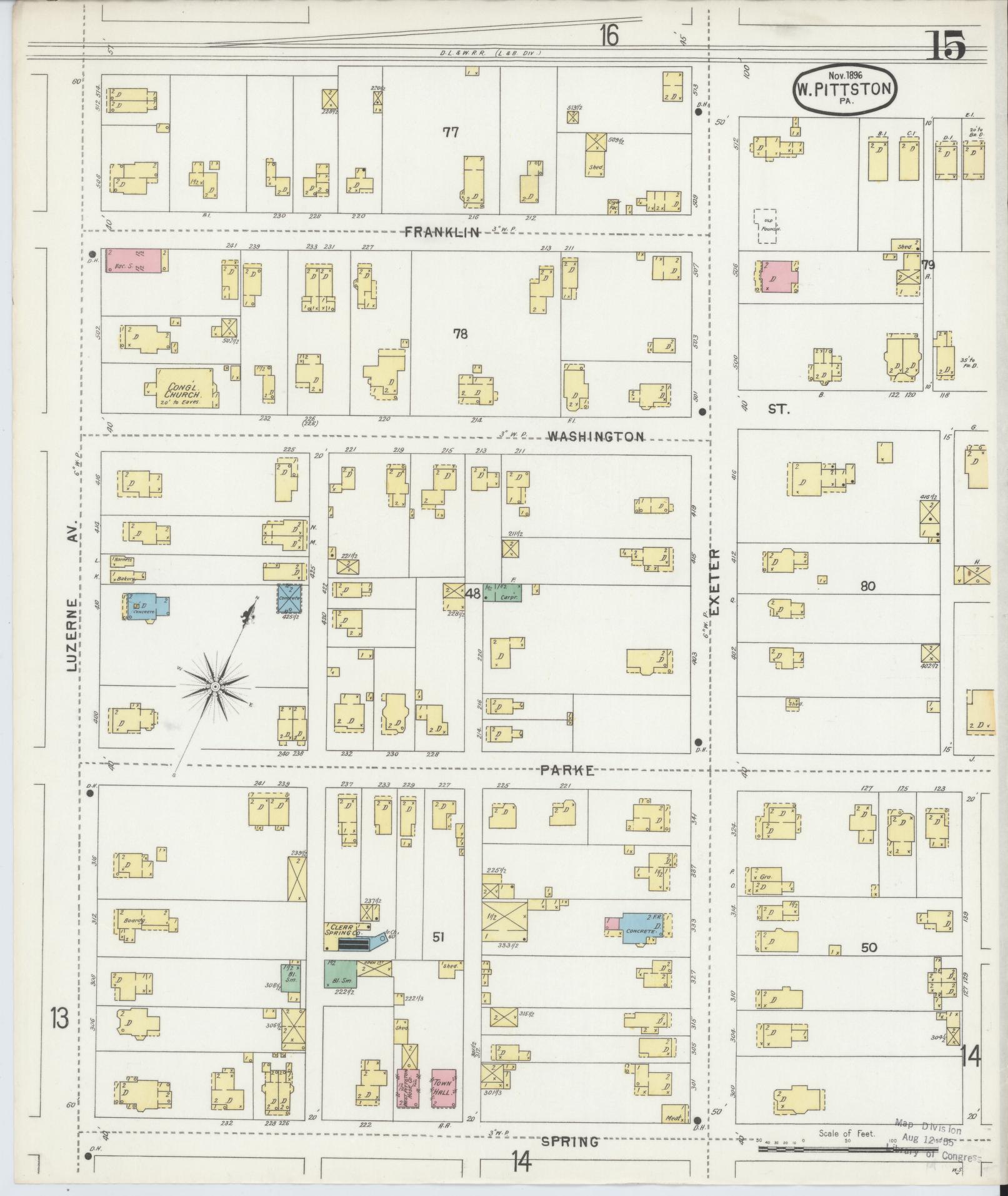 Sanborn Fire Insurance Map from Pittston, Luzerne County, Pennsylvania (1896), Sheet #0015 - Complete Map Set gallery image, historic Sanborn map, vintage wall art, Pennsylvania Pennsylvania