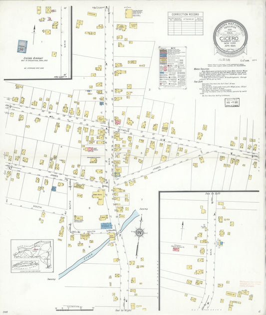 Sanborn Fire Insurance Map from Cicero, Onondaga County, New York (1935), Sheet #0001 - Historic Sanborn Fire Insurance Map Print, vintage old map wall art, antique decor, genealogy gift, New York New York map