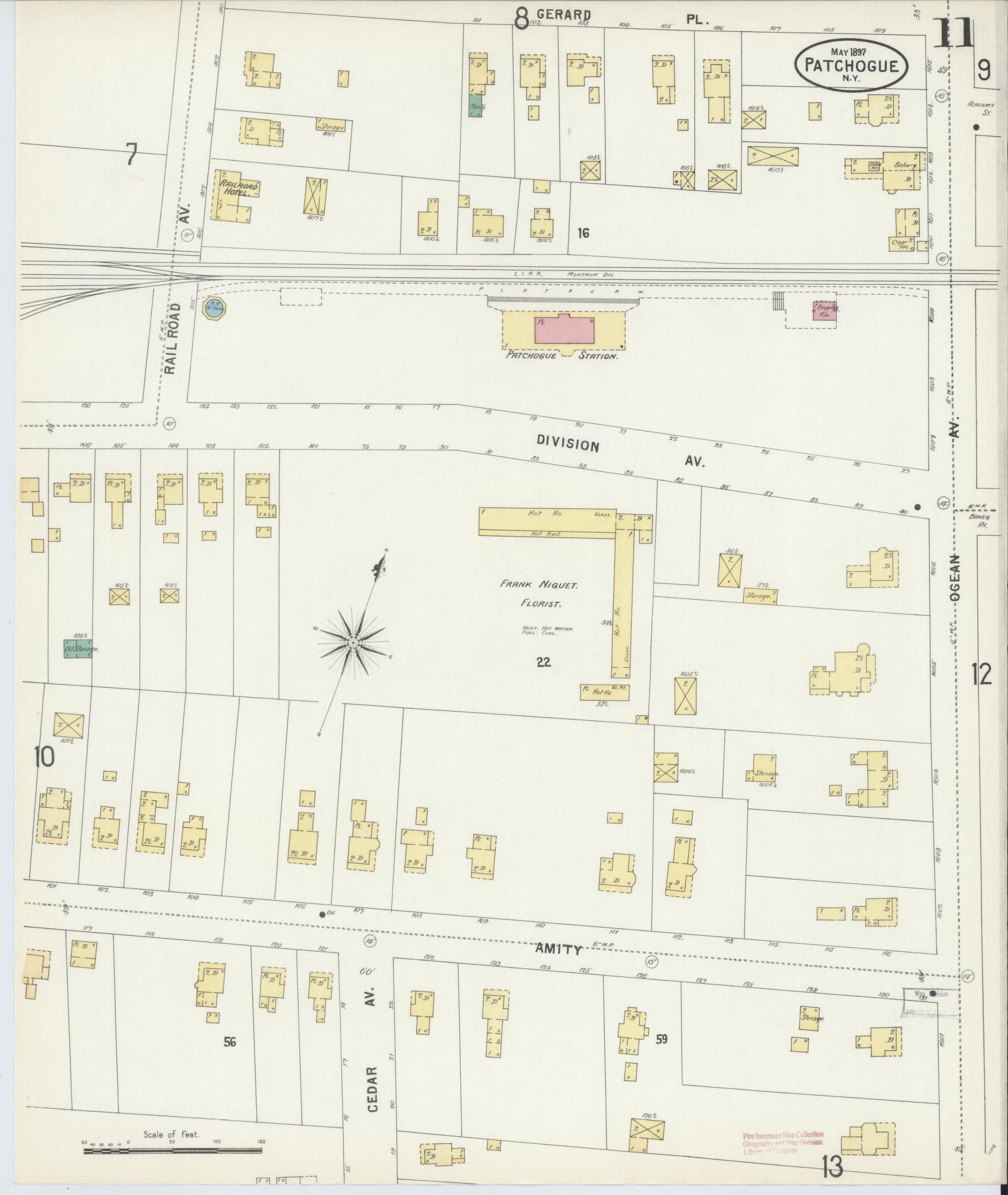 Sanborn Fire Insurance Map from Patchogue, Suffolk County, New York (1897), Sheet #0011 - Complete Map Set gallery image, historic Sanborn map, vintage wall art, New York New York