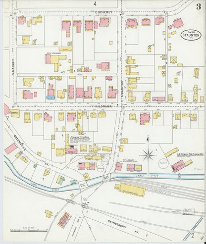 Sanborn Fire Insurance Map from Staunton, Independent Cities, Virginia (1899), Sheet #0003 - Complete Map Set gallery image, historic Sanborn map, vintage wall art, Virginia Virginia