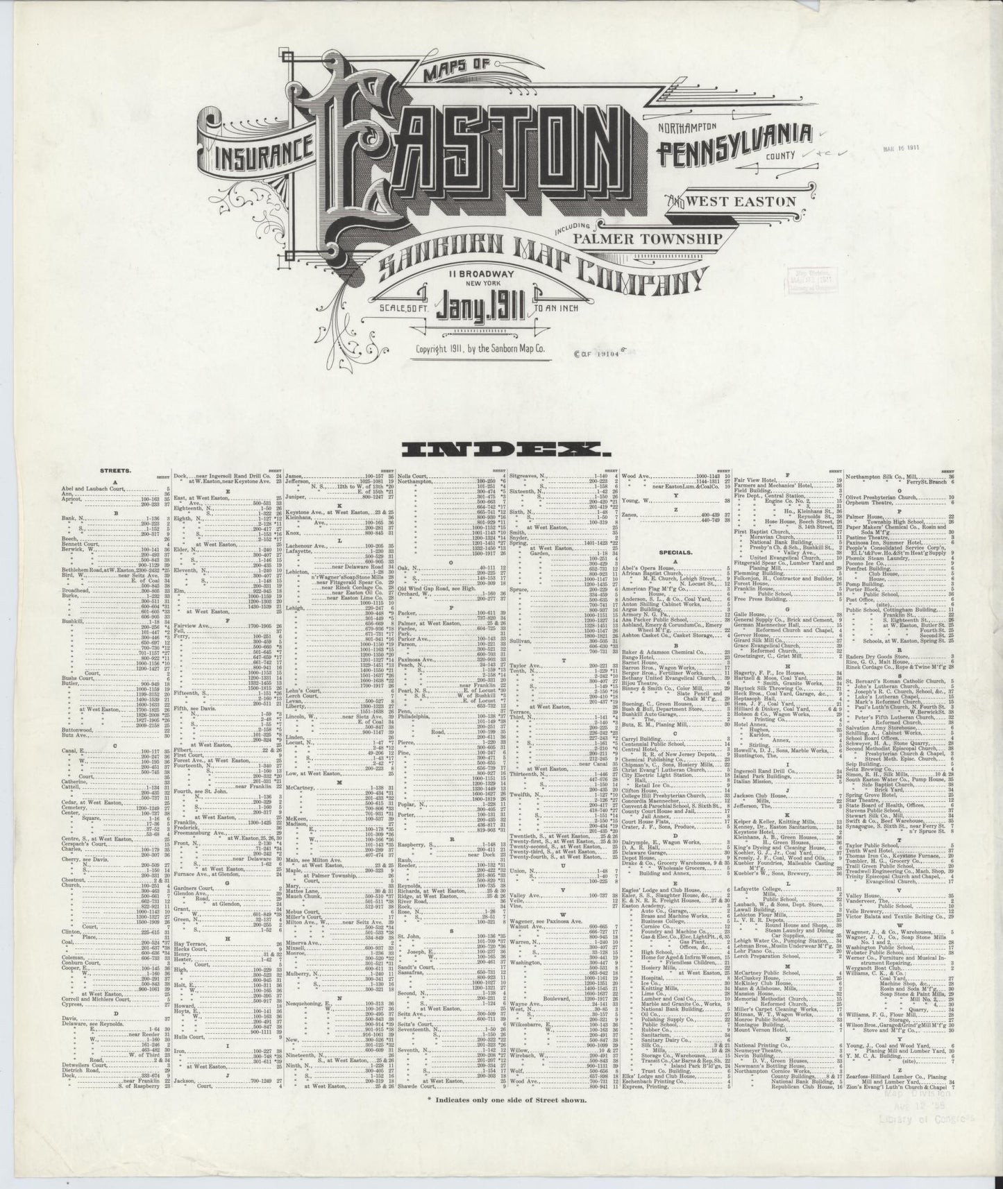 Sanborn Fire Insurance Map from Easton, Northampton County, Pennsylvania. (1911) – Historic Sanborn Fire Insurance Map Print