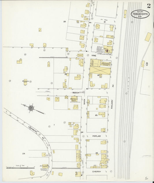 Sanborn Fire Insurance Map from Ronceverte, Greenbrier County, West Virginia (1910), Sheet #0002 - Historic Sanborn Fire Insurance Map Print, vintage old map wall art, antique decor, genealogy gift, West Virginia West Virginia map