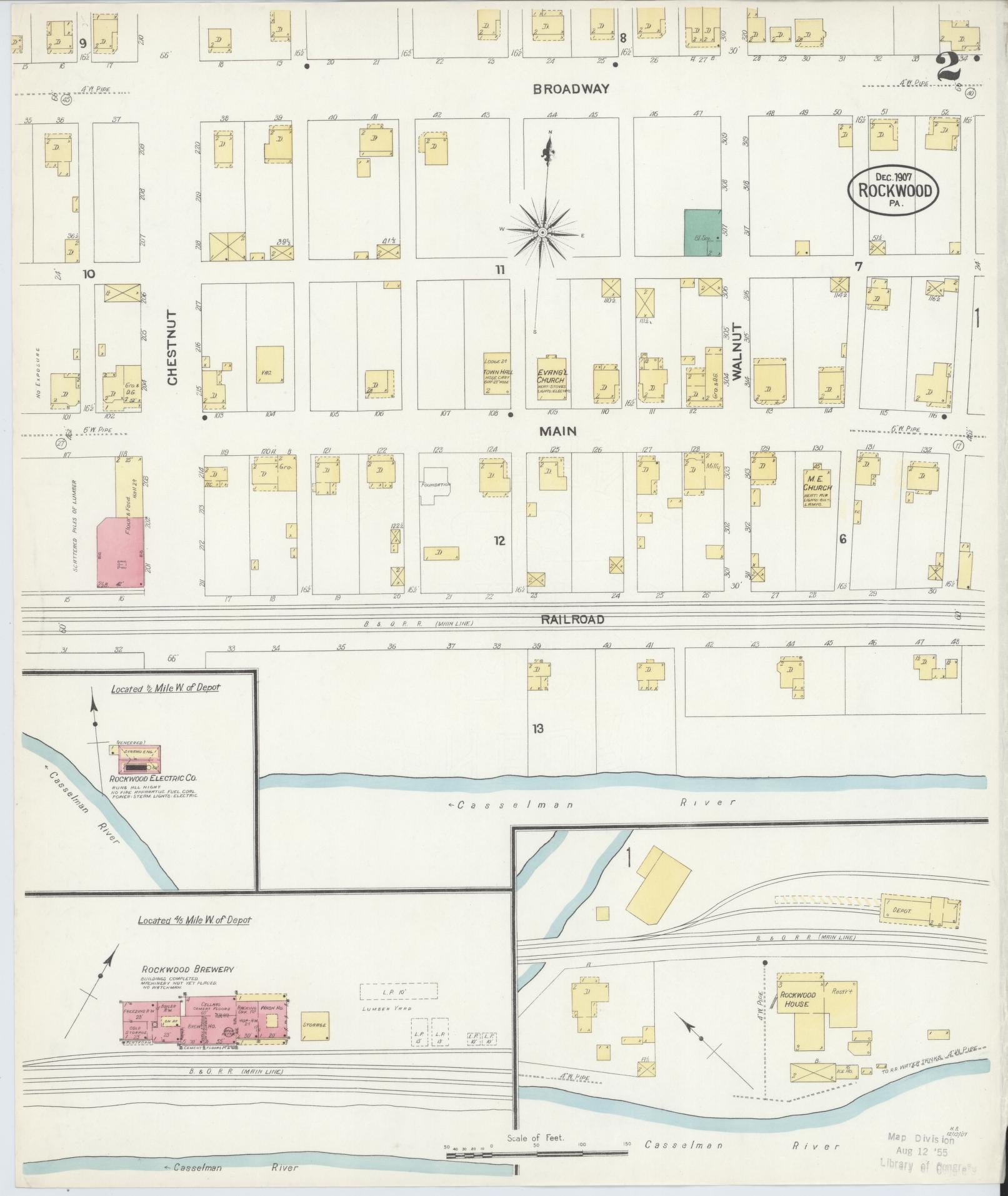 Sanborn Fire Insurance Map from Rockwood, Somerset County, Pennsylvania (1907), Sheet #0002 - Complete Map Set gallery image, historic Sanborn map, vintage wall art, Pennsylvania Pennsylvania