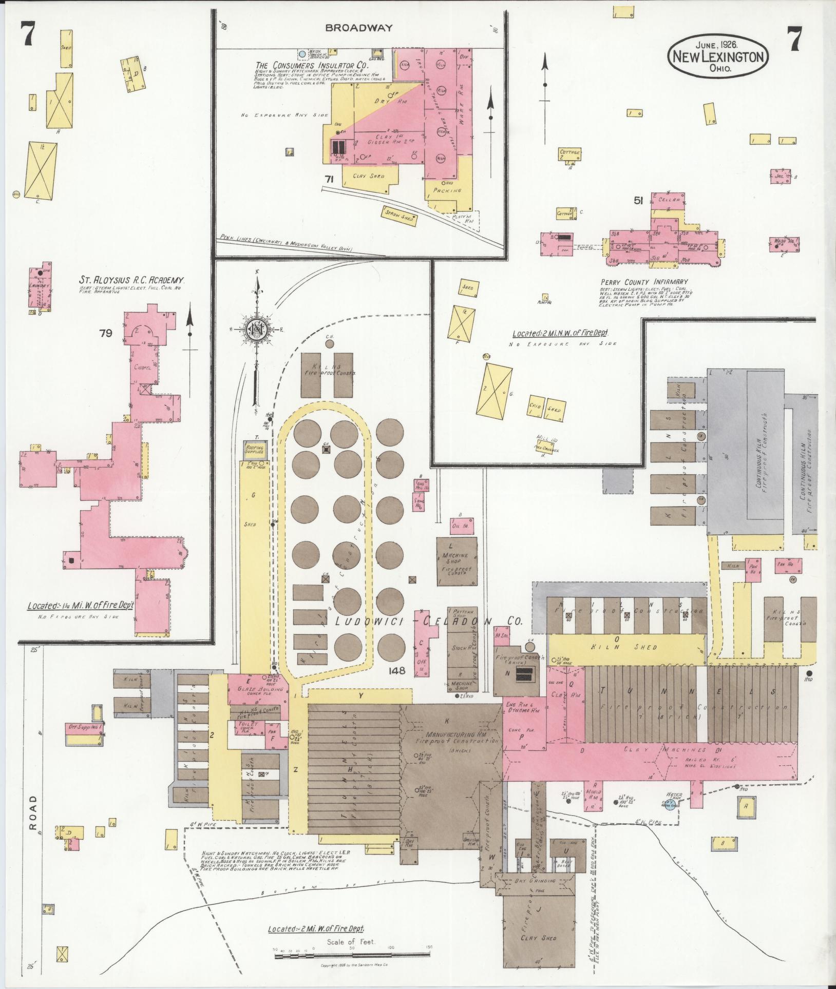 Sanborn Fire Insurance Map from New Lexington, Perry County, Ohio (1926), Sheet #0007 - Complete Map Set gallery image, historic Sanborn map, vintage wall art, Ohio Ohio