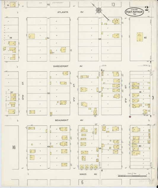 Sanborn Fire Insurance Map from Port Arthur, Jefferson County, Texas (1915), Sheet #0002 - Historic Sanborn Fire Insurance Map Print, vintage old map wall art, antique decor, genealogy gift, Texas Texas map