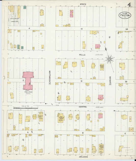 Sanborn Fire Insurance Map from Paxton, Ford County, Illinois (1902), Sheet #0004 - Historic Sanborn Fire Insurance Map Print, vintage old map wall art, antique decor, genealogy gift, Illinois Illinois map
