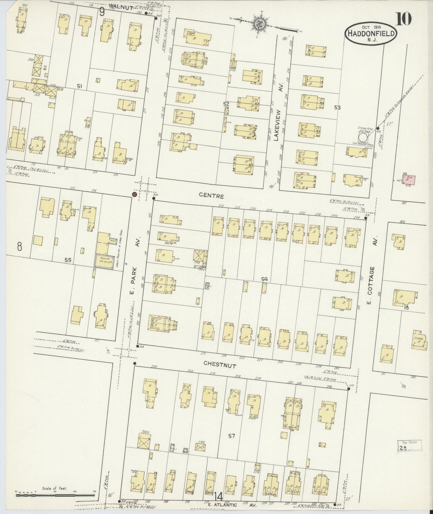 Sanborn Fire Insurance Map from Haddonfield, Camden County, New Jersey (1914), Sheet #0010 - Complete Map Set gallery image, historic Sanborn map, vintage wall art, New Jersey New Jersey