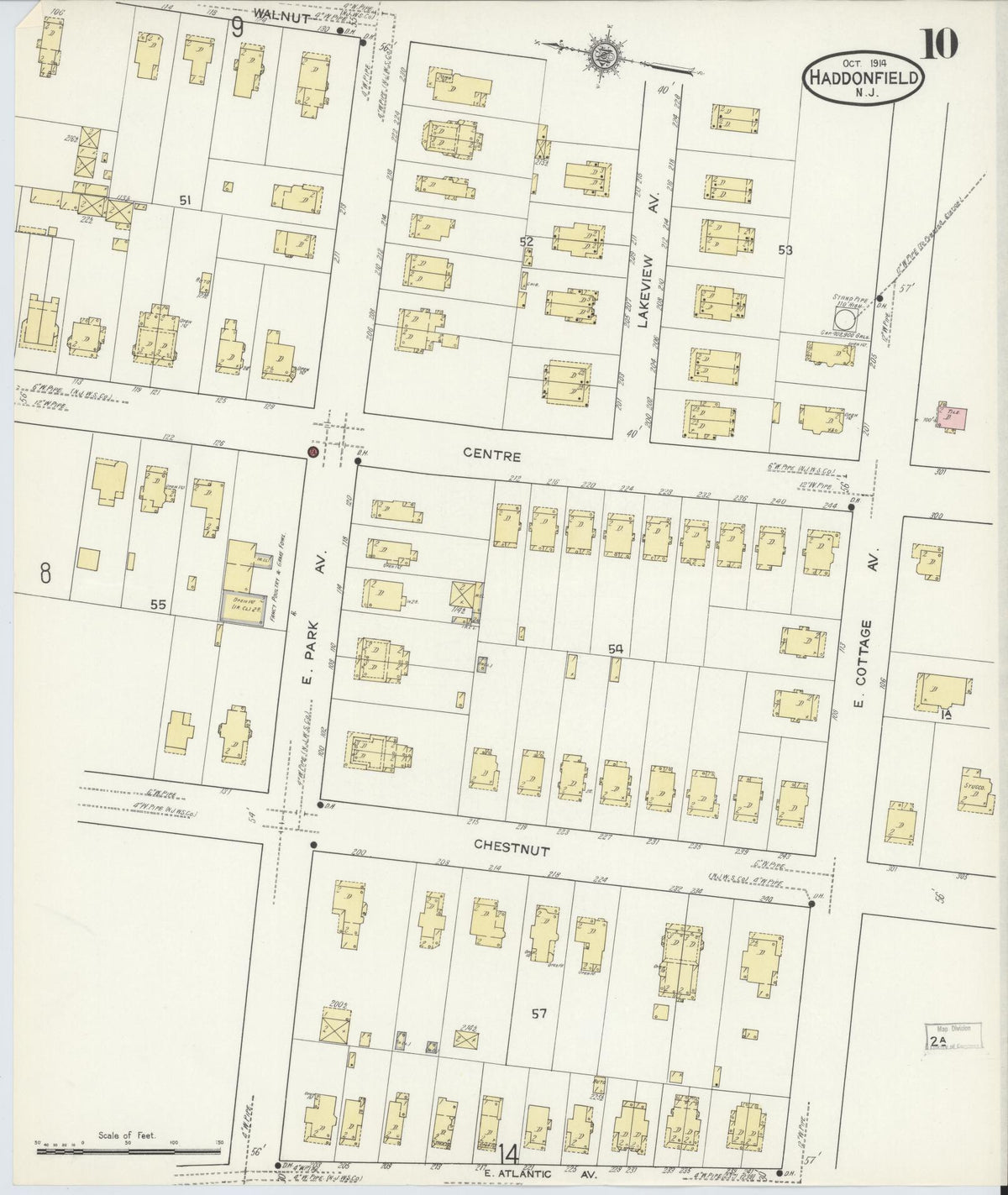 Sanborn Fire Insurance Map from Haddonfield, Camden County, New Jersey (1914), Sheet #0010 - Complete Map Set gallery image, historic Sanborn map, vintage wall art, New Jersey New Jersey