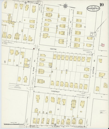 Sanborn Fire Insurance Map from Haddonfield, Camden County, New Jersey (1914), Sheet #0010 - Complete Map Set gallery image, historic Sanborn map, vintage wall art, New Jersey New Jersey