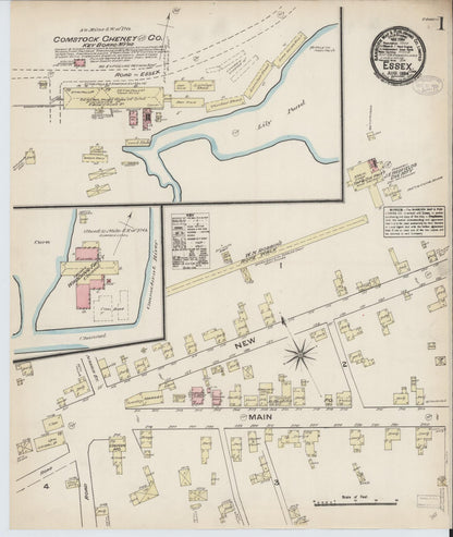 Sanborn Fire Insurance Map from Essex, Middlesex County, Connecticut (1884), Sheet #0001 - Complete Map Set gallery image, historic Sanborn map, vintage wall art, Connecticut Connecticut