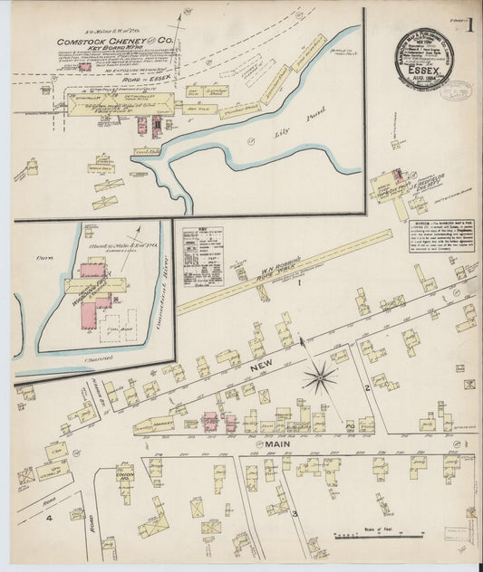 Sanborn Fire Insurance Map from Essex, Middlesex County, Connecticut (1884), Sheet #0001 - Complete Map Set gallery image, historic Sanborn map, vintage wall art, Connecticut Connecticut