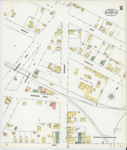 Sanborn Fire Insurance Map from Hicksville, Nassau County, New York (1902), Sheet #0002 - Historic Sanborn Fire Insurance Map Print, vintage old map wall art, antique decor, genealogy gift, New York New York map