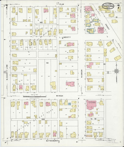 Sanborn Fire Insurance Map from Fostoria, Seneca, Hancock, And Wood Counties, Ohio (1924), Sheet #0007 - Complete Map Set gallery image, historic Sanborn map, vintage wall art, Ohio Ohio