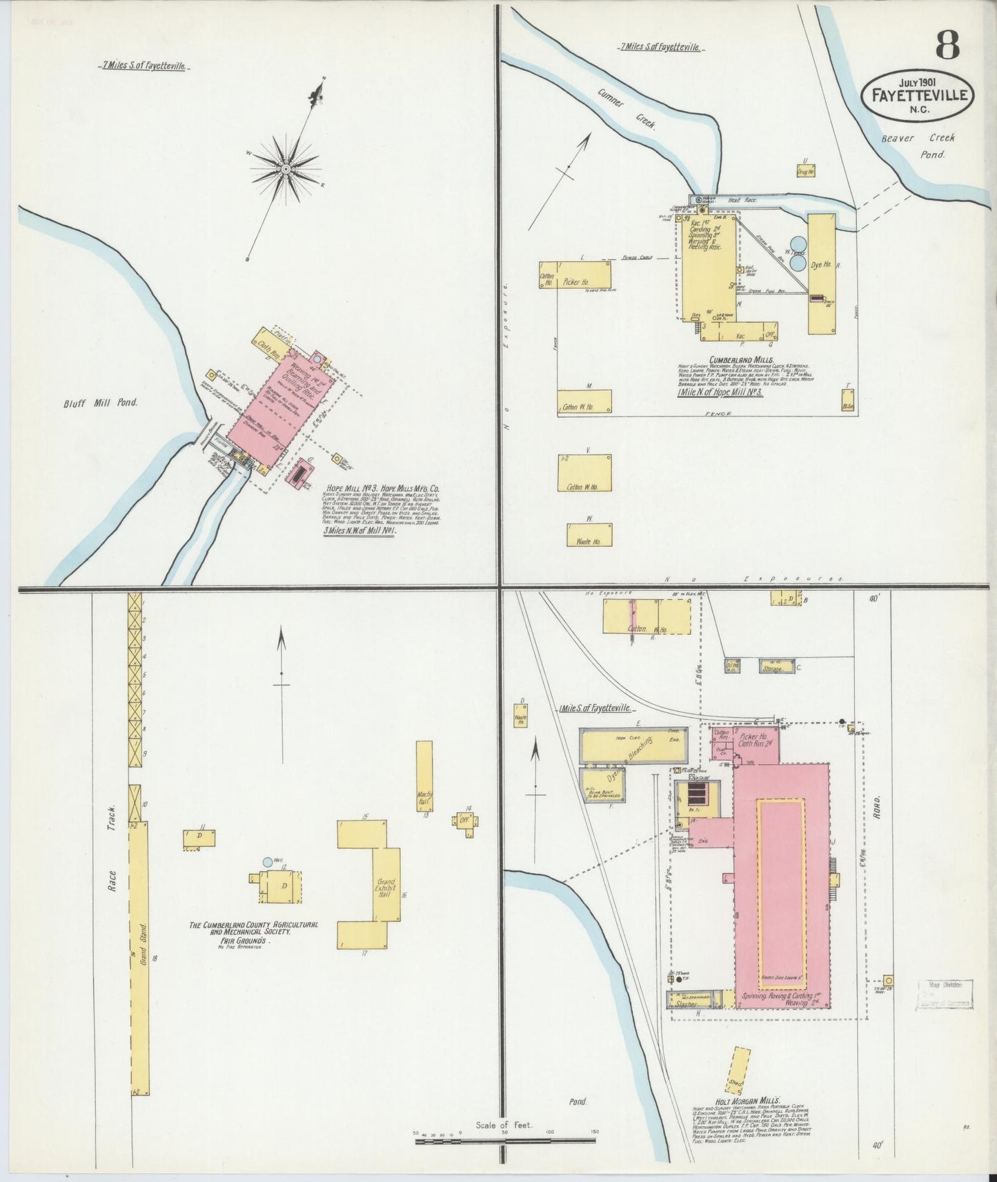 Sanborn Fire Insurance Map from Fayetteville, Cumberland County, North Carolina (1901), Sheet #0008 - Complete Map Set gallery image, historic Sanborn map, vintage wall art, North Carolina North Carolina