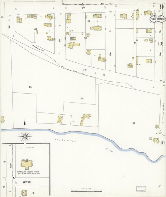 Sanborn Fire Insurance Map from Snohomish, Snohomish County, Washington (1908), Sheet #0009 - Historic Sanborn Fire Insurance Map Print, vintage old map wall art, antique decor, genealogy gift, Washington Washington map