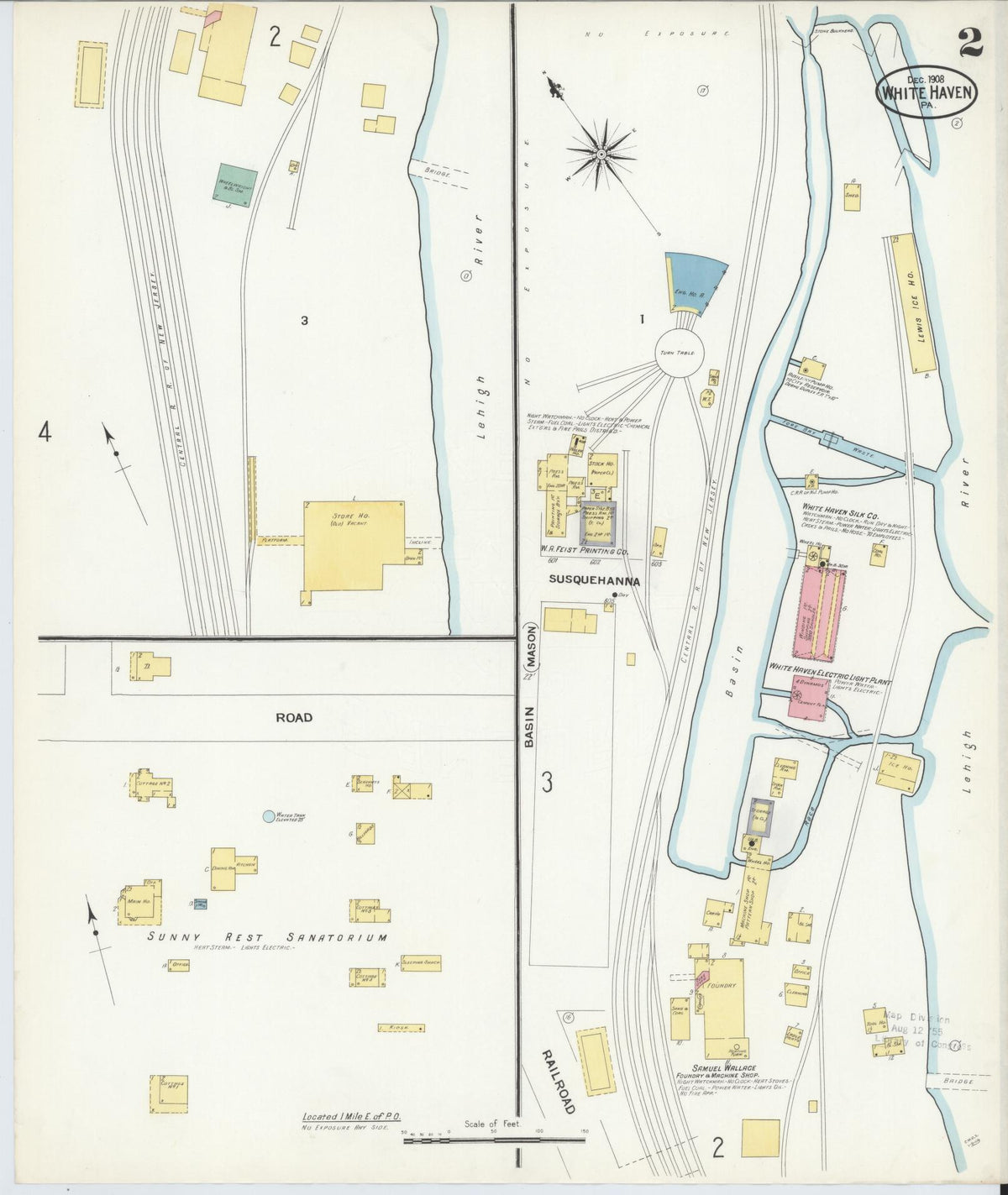 Sanborn Fire Insurance Map from White Haven, Luzerne County, Pennsylvania (1908), Sheet #0002 - Historic Sanborn Fire Insurance Map Print, vintage old map wall art, antique decor, genealogy gift, Pennsylvania Pennsylvania map