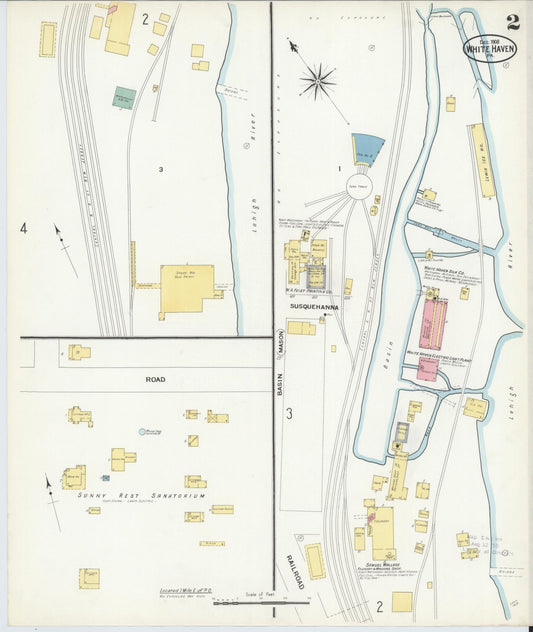 Sanborn Fire Insurance Map from White Haven, Luzerne County, Pennsylvania (1908), Sheet #0002 - Historic Sanborn Fire Insurance Map Print, vintage old map wall art, antique decor, genealogy gift, Pennsylvania Pennsylvania map